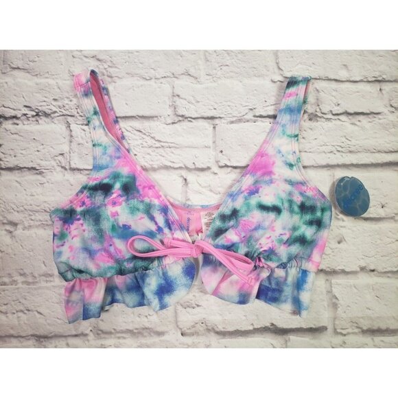 NEW Decree Women's Size XS Front Tie Bikini Swimsuit Top Separate Tie-Dye - Picture 1 of 3